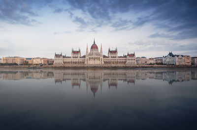 Reflection of buildings in water