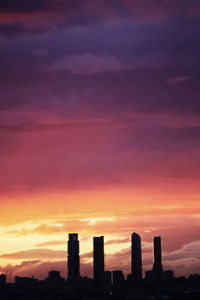 Silhouette buildings against sky during sunset