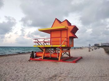 Baywatch hut of miami beach in the morning