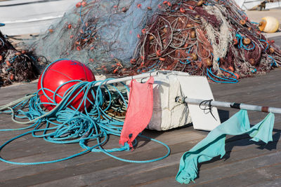 Ropes with buoy on sunny day