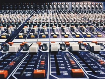 Full frame shot of sound mixer in recording studio