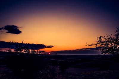 Scenic view of silhouette trees against sky during sunset