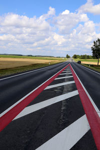 Surface level of road along countryside landscape