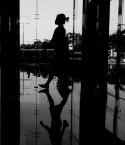 Woman standing in city