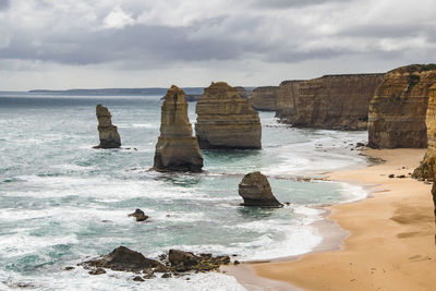 Coastline at port campbell national park during stormy weather