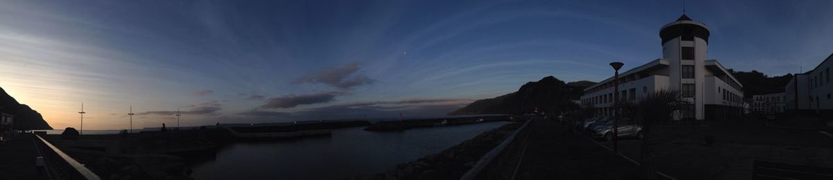 View of built structure at sunset