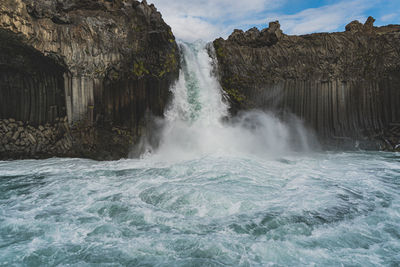 Scenic view of waterfall