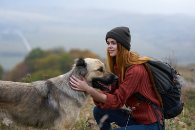 Young man with dog