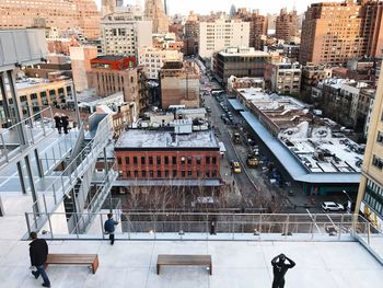 High angle view of buildings in city