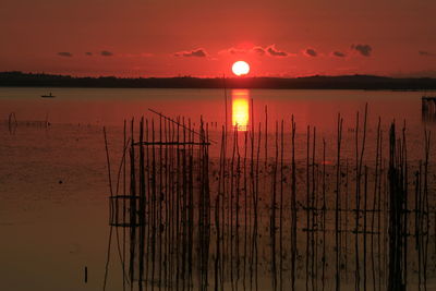 Scenic view of sunset over sea