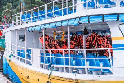 Colombo - sri lanka, january 30, 2019. photo of life jackets on a tourist ship