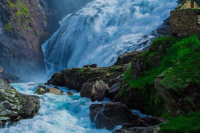 Scenic view of waterfall