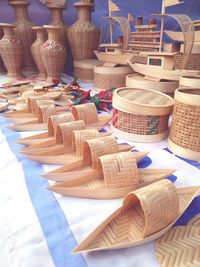 Close-up of wicker basket on table
