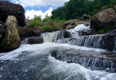 Scenic view of waterfall