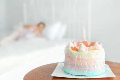 Close-up of cake on table