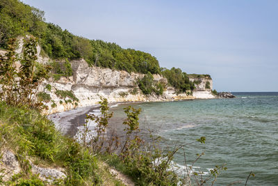 Scenic view of sea against clear sky