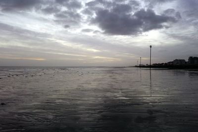 Scenic view of sea against cloudy sky