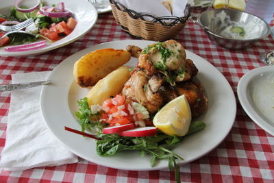 Close-up of salad served in plate