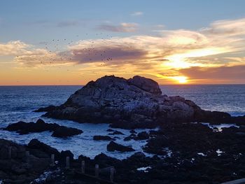 Scenic view of sea against sky during sunset