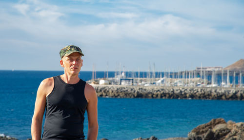 Tenerife port visited by tourists on the edge of the atlantic ocean