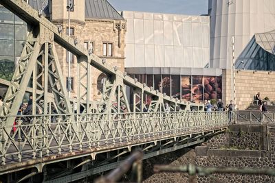 Bridge over railroad tracks in city