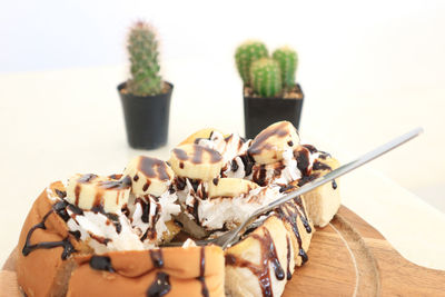 Close-up of cake on table