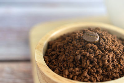 Close-up of coffee in cup on table