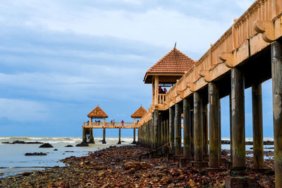 Lifeguard hut against sky