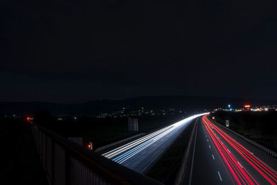 Light trails on highway at night