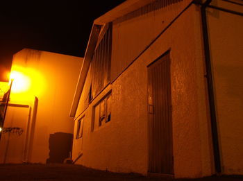 Illuminated building at night