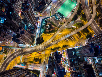 High angle view of traffic in city