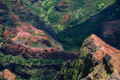 High angle view of mountains at waimea canyon state park