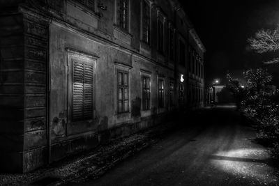 Illuminated building at night