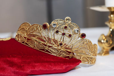 Close-up of decoration on table