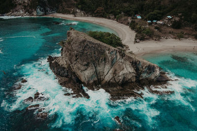 High angle view of rocks in koka beach