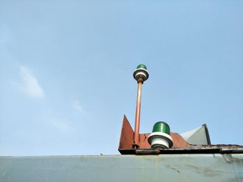 Low angle view of roof against clear sky