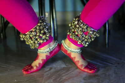 Mudras or gestures of bharatanatyam dance with ghunagharu