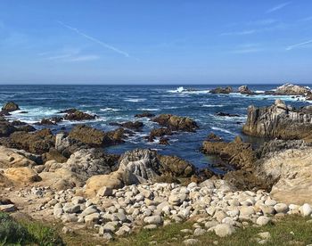 Rocky coastline of pacific grove for hiking and peaceful walks