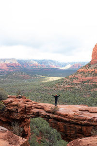 Person in devil's bridge trailhead hike in sedona, arizona, usa