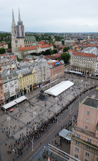 The faithful waiting in line in front of the cathedral to see the body of st. leopold mandic, zagreb