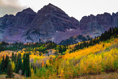 Scenic view of mountains during autumn