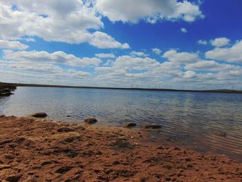 Scenic view of sea against cloudy sky