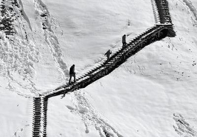 High angle view of man during winter
