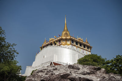 Low angle view of temple against clear sky