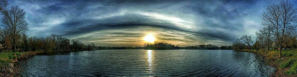 Reflection of cloudy sky on water