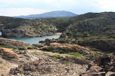 Scenic view of rocky mountains against sky