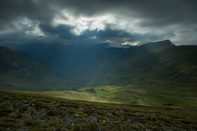 Alpine views from fagaras mountains, romania. summer carpathian landscapes.