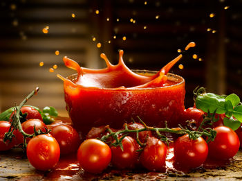 Close-up of tomatoes on table