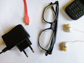 High angle view of eyeglasses on table