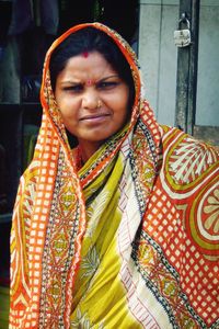 Portrait of smiling woman in sari